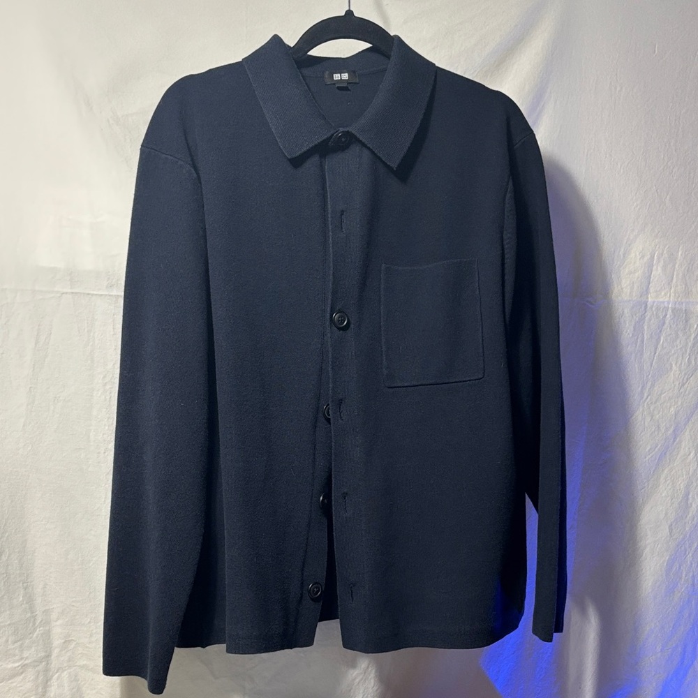 Uniqlo Men's Dark Blue Knit Sweater Jacket